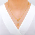Chic Three-Tone Beaded 22k Gold Necklace
