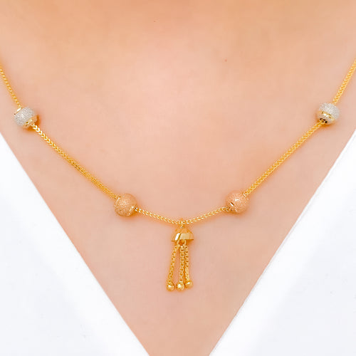 Dainty Multi-Tone Dangling 22k Gold Necklace