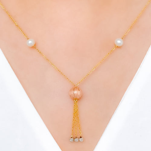 Sparkling Striped Orb 22k Gold Necklace