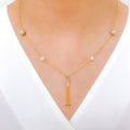 Graceful Rose 22k Gold Necklace w/ Pearl