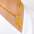 Beaded Radiant Pear Drop 22k Gold Necklace