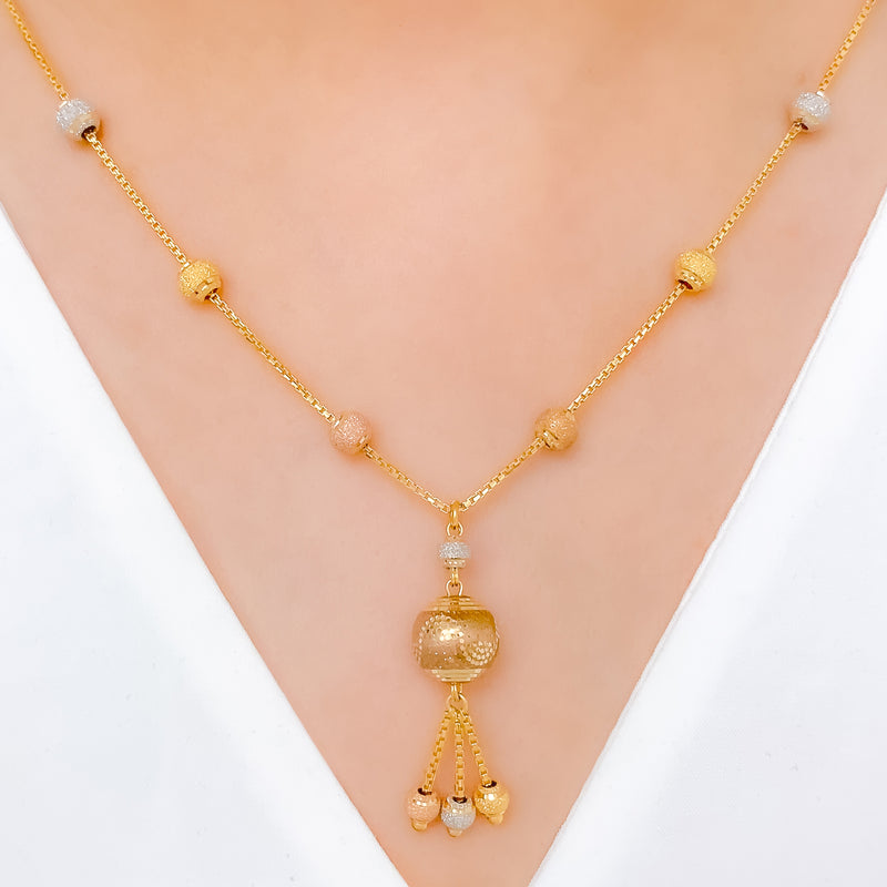 Elevated Sparkling Bead 22k Gold Necklace