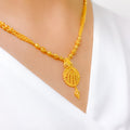 Chic Netted Floral Dome 22k Gold Necklace