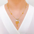 Elevated Two-Tone Heart Necklace 22k Gold Set w/ Bracelet