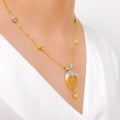 Elevated Two-Tone Heart Necklace 22k Gold Set w/ Bracelet