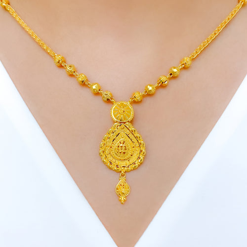 Classy Leaf Adorned 22k Gold Necklace