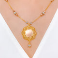 Delicate Blooming Matte 22k Gold Flower Necklace