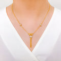 Dainty Multi-Orb Tassel 22k Gold Necklace Set