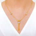 Dainty Multi-Orb Tassel 22k Gold Necklace Set