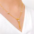 Dainty Multi-Orb Tassel 22k Gold Necklace Set