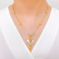 Accented Satin Finish 22k Gold Necklace Set w/ bracelet