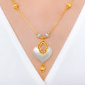 Accented Satin Finish 22k Gold Necklace Set w/ bracelet