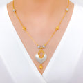 Accented Satin Finish 22k Gold Necklace Set w/ bracelet