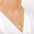 Accented Satin Finish 22k Gold Necklace Set w/ bracelet