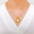 Triple Faceted Flower 22k Gold Necklace Set w/Bracelet