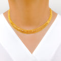 Chic Beaded Triangle Choker-Style 22k Gold Necklace Set