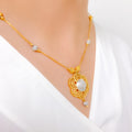 Triple Faceted Flower 22k Gold Necklace Set w/Bracelet