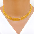 Chic Beaded Triangle Choker-Style 22k Gold Necklace Set