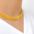 Chic Beaded Triangle Choker-Style 22k Gold Necklace Set