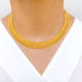 Magnificent Flower Adorned Choker-Style 22k Gold Necklace Set
