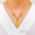 Detailed Floral 22k Gold Necklace Set