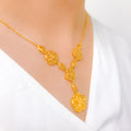 Detailed Floral 22k Gold Necklace Set