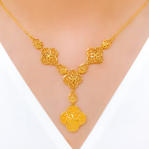 Classy Clover 22k Gold Necklace Set