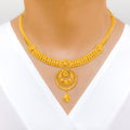 Elegant Netted Chand Drop 22k Gold Necklace Set