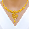 Elegant Netted Chand Drop 22k Gold Necklace Set