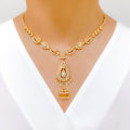 Classy Jhumki Drop Pearl 22k Gold Necklace Set