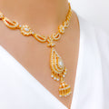 Classy Jhumki Drop Pearl 22k Gold Necklace Set