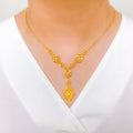 Fashionable Marquise Shaped 22k Gold Necklace Set