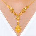 Fashionable Marquise Shaped 22k Gold Necklace Set