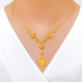 Fashionable Marquise Shaped 22k Gold Necklace Set