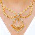 Upscale Royal Two-Chain Pearl 22k Gold Necklace Set