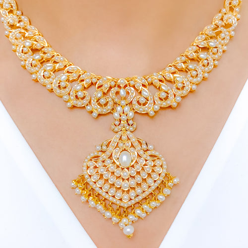 Grand Ornate Pearl Necklace Set