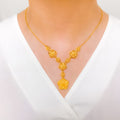 Swirling Floral Motif 22k Gold Necklace Set