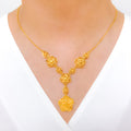 Swirling Floral Motif 22k Gold Necklace Set