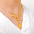 Swirling Floral Motif 22k Gold Necklace Set