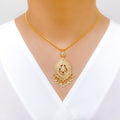 Plush Floral Pearl Drop 22k Gold Pendant Set