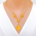 Palatial Round Floral 22k Gold Necklace Set