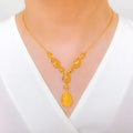 Intricate Dome Leaf 22k Gold Necklace Set