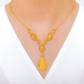 Intricate Dome Leaf 22k Gold Necklace Set