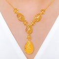 Intricate Dome Leaf 22k Gold Necklace Set