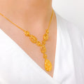 Intricate Dome Leaf 22k Gold Necklace Set