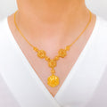 Upscale Blooming Flower 22k Gold Necklace Set