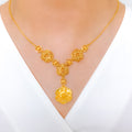 Upscale Blooming Flower 22k Gold Necklace Set