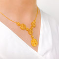 Upscale Blooming Flower 22k Gold Necklace Set