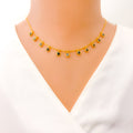 22k-gold-extravagant-black-dotted-cz-charm-necklace-set-w-bracelet