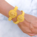 Stately Floral Dome 22k Gold Bangle Pair